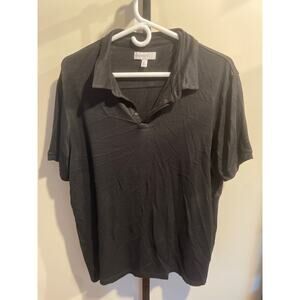 CALIBRATE Men's Regular Fit Short Sleeve Polo Shirt Large Black Stretch Knit